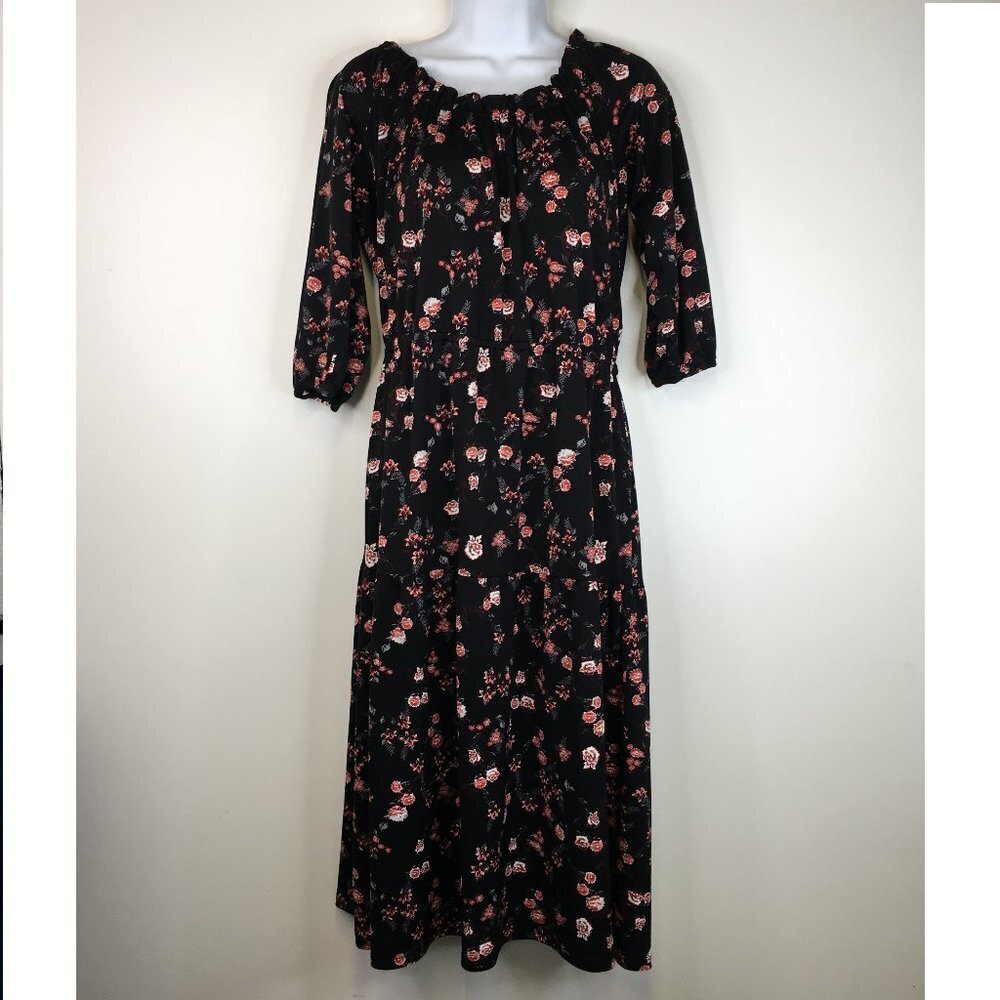Jules & Leopold Black Floral Dress Size M